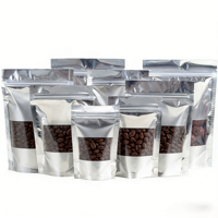 Sacs refermables en aluminium sur mesure, excellent rapport qualité-prix, avec fenêtre transparente avant et impression hélio, jetables, pour grains de café et aliments en conserve