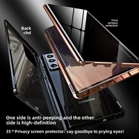 Funda Magnética de Doble Cara de Vidrio Templado Premium para Samsung S25 Ultra S24 S23, Funda Metálica Antigolpes para Teléfono
