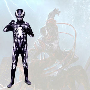 Combinaison Venom noire imprimée en spandex, costume hiver 2023 pour Halloween, cosplay, garçons, Spiderman, jeu de rôle, street fashionista - Product Image 1