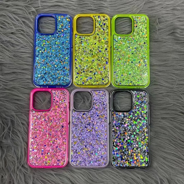 Custom Luxury Waterproof Resin Epoxy Girls Dazzling Glitter Bling Mobile Cell Phone Case for iPhone 17 18 Pro Max