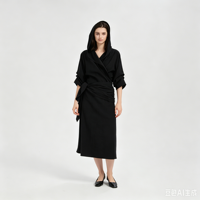 Robe décontractée rétro en mélange de soie couleur personnalisée pour femme, style élégant