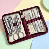 Kit de manucure 10 pièces, coupe-ongles en acier inoxydable, lime à ongles, étui en cuir, kit de toilettage portable pour homme et femme, cadeau
