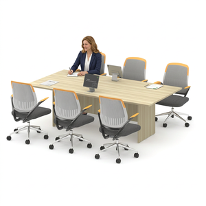 Mesa de Reuniones y Conferencias Rectangular Moderna y Resistente de Aglomerado Melamínico para Uso Profesional en Oficinas, Empresas y Hoteles AY Office - Product Image 1