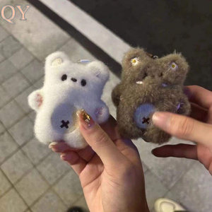 QY Cute Cartoon Plush Bear Keychain Soft Stuffed Animal <b>Bag</b> Charm Squeaky Toy <b>Key</b> <b>Ring</b> Gift for Kids Couples Friends Wholesale - Product Image 2