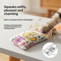 Jouet pour chat Candy Webmaster en peluche imprimée avec papier froissé intégré, clochette, balle rétractable très élastique en fil doré, pour usage intérieur
