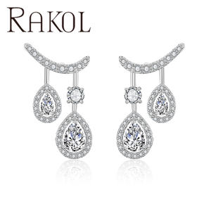 Pendientes colgantes de circonita cúbica de diseño único RAKOL EP2388 para fiesta de boda - Product Image 5