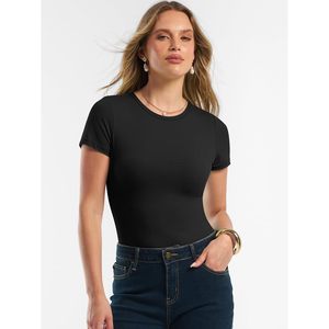 Women Short Sleeve Crew Neck T Shirt Basic <b>Tight</b> Workout Tee Spandex Cotton Active Stretch Yoga Top - Product Image 2