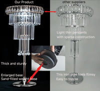 Décorations de table de centre de table élégantes pour mariage en métal et acrylique rechargeables et réglables avec télécommande