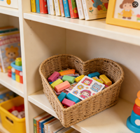 Panier de rangement multifonctionnel en corde de papier tressée en forme de cœur, avec poignée, écologique, de haute qualité, pour l'organisation moderne de la maison et des jouets