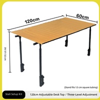 Chariot de vente mobile d'extérieur tout acier avec roues pivotantes, table relevable pliante à double niveau, chariot de marché ambulant, remorque utilitaire pour pique-nique