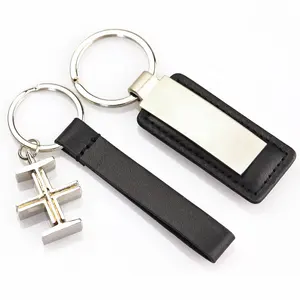 Promotional Customised Laser Engraved Car Logo OEM Part Stainless Men'S Pure Leather Key Chain