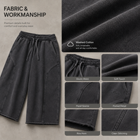Pantalon de jogging ample en coton délavé noir vintage pour homme – Style streetwear