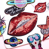 Badges brodés personnalisés en gros, écussons thermocollants à sequins pour cadeaux, Parches Bordados Personalizados
