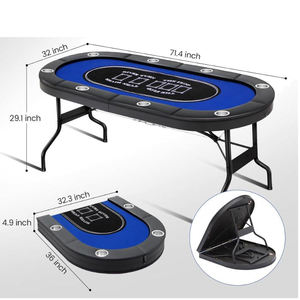 Foldable Texas Hold Em Poker Table 8-Player With Cup Holder Multi Multi-Player Chip <strong>Roulette</strong> Octagonal Games Board Games Table - Product Image 2