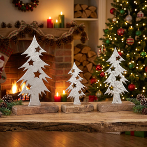 Sculpture de sapin de Noël moderne et abordable en aluminium, base décorative faite à la main, ornements de table, dernière nouveauté, étanche - Product Image 1