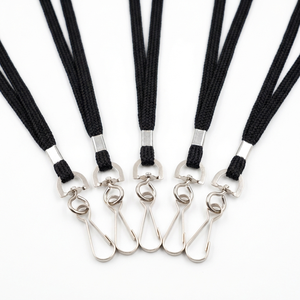 Wholesale Black Lanyards Cord Necklace Comfortable Neck Straps Customized Color Nylon Lanyards with Badge Clip for Events