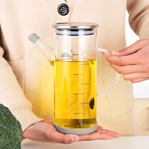 Recipiente de Vidrio Borosilicato Multifuncional de 800ml/1000ml con Tapa para Almacenamiento de Aceite en la Cocina - Product Image 1