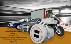 Cargador de coche DAMAVO Dual USB 9-36V con salida 5V2.1Ax2 PC ignífuga Compatible con camiones/equipo pesado - Product Image 5