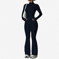 Vêtements de sport pour femmes, ensemble 2 pièces, veste de sport à fermeture éclair sur le devant, leggings coupe bootcut, compression, entraînement athlétique, danse, workout