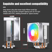 Refroidisseur de processeur Jungle Leopard K200 RGB à caloducs, 90 mm, cuivre et aluminium, 25 dBA silencieux, 4 broches, 33 CFM, 1900 tr/min, 3,6 W, compatible PC
