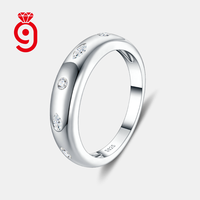 Bague ajustable en argent sterling S925 avec serti clos, pierres de moissanite rondes et marquises, pour mariage et usage quotidien