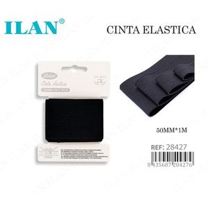 Bande élastique Ilan 50 mm x 1 m noire pour vêtements et couture - Product Image 1