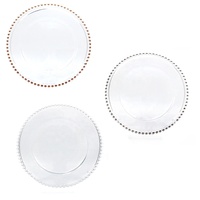 LANGXU Assiette en verre grande et spacieuse, argentée, dorée et transparente, plate, pour la cuisine, la maison et les repas