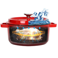Casserole en fonte de forme ronde minimaliste en gros, revêtement émaillé coloré, écologique, avec couvercle