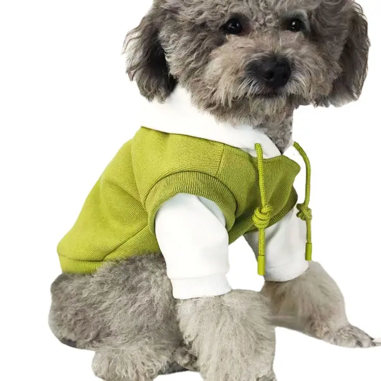 Mode Huisdier Kleding Fleece Gevoerde Hond Hoodie Valse Twee Stukken Contrast Stiksel Warme Kleding Voor De Herfst Winter