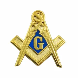 Gold Plated Zinc Alloy Metal Freemason Crafts Custom Masonic Items Enamel Badge Masonic Lapel Pins