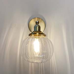 Lámpara de pared de latón de estilo japonés nórdico, cuerpo de hierro LED, mesita de noche, dormitorio, <span class=keywords><strong>espejo</strong></span> de cristal creativo <span class=keywords><strong>para</strong></span> inodoro, guardarropa, pared de fondo - Product Image 3