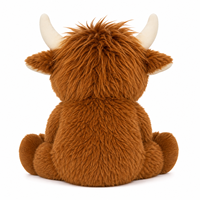 Peluche mignonne de vache des Highlands avec coussin étoile drapeau américain, en coton PP, animal en peluche doux, cadeau pour la décoration des fêtes