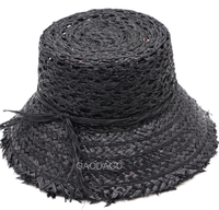D verano nuevo transpirable hecho a mano moda rafia paja personalizado cubo sombrero para mujer Cloche sombrero