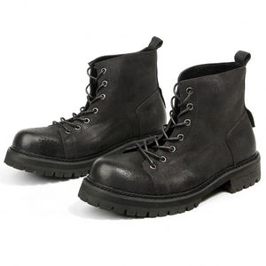 New Style Men's Classic Genuine Leather Formal <b>Boots</b> Full-Grain Cowhide Ankle <b>Boots</b> Lace up Outdoor Work <b>Boots</b> - Product Image 2