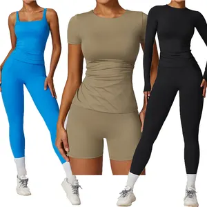 2024 NEW Women Outdoor Running Tight Sports Clothing 4 Piece Sets Workout Wear Gym Fitness Sets