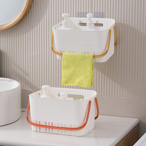 High Quality Household Bathroom Shower Room Bottom Drain Plastic Shower Caddy Basket Storage Organizer With Handle