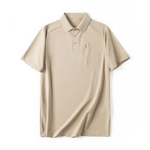 เสื้อโปโลสีพื้นสำหรับผู้ชาย สีฟ้าหมอก โพลีเอสเตอร์ แขนสั้น ใส่ได้ทุกวัน - Product Image 3