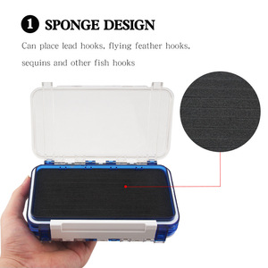 Boîte à appâts de pêche en plastique double face, étanche, portable, pour le rangement des appâts, des hameçons, des accessoires, des leurres, éponge incluse - Product Image 2