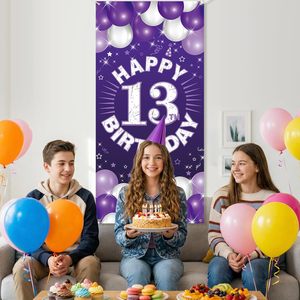 Decorazioni per <span class=keywords><strong>il</strong></span> <span class=keywords><strong>13</strong></span>° Compleanno, Striscione per Porta, Banner Viola per Ragazze, Sfondo per Festa di Compleanno <span class=keywords><strong>13</strong></span> Anni, Insegna da Giardino Stile Banner per Porta - Product Image 4