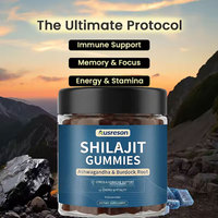 Gummies de Shilajit Ausreson OEM de haute qualité avec Ashwagandha, Racine de Bardane, Supplément Herbal, Mousse de Mer et Crinière de Lion