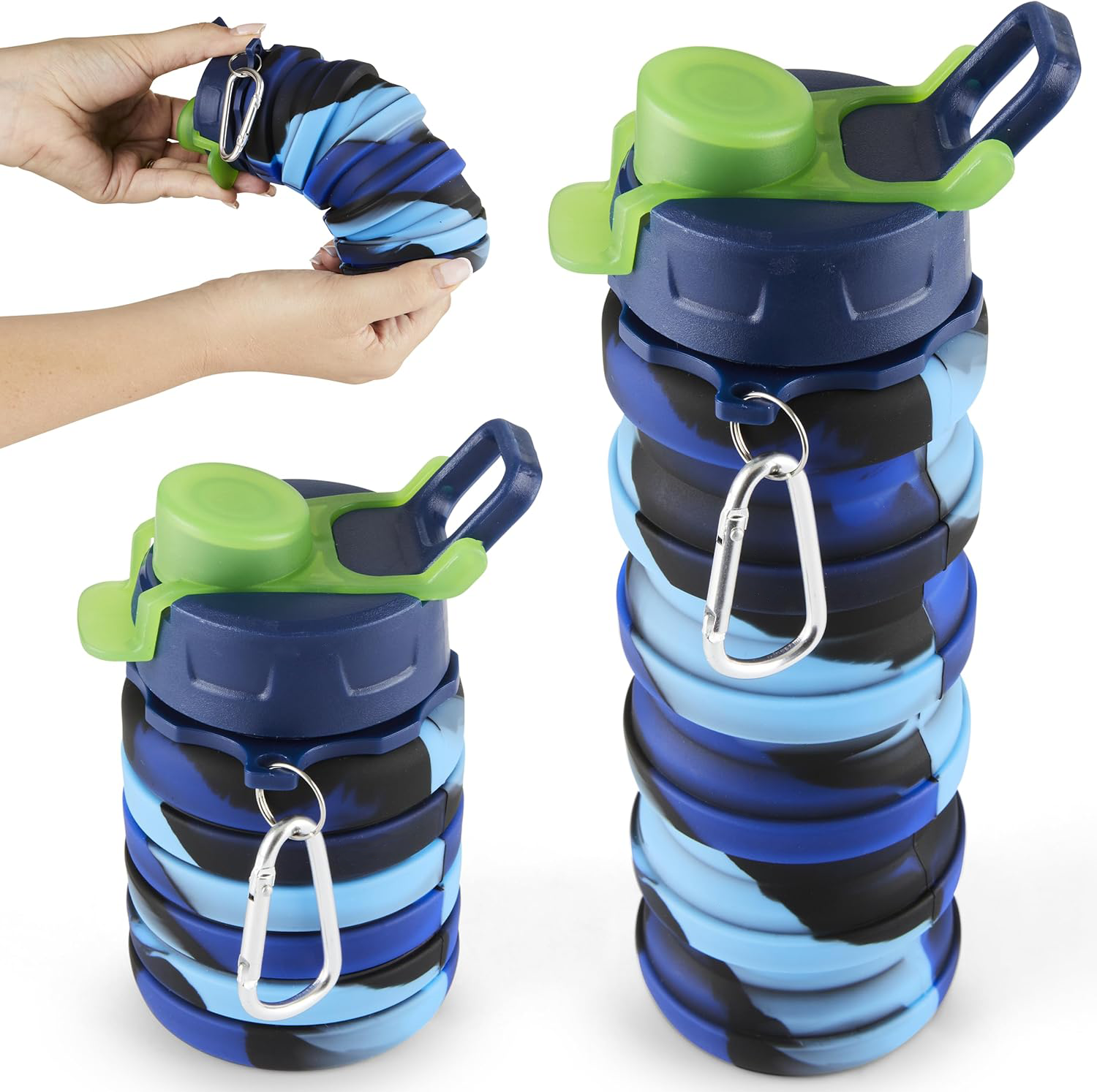 BPA Free Water Bottle Without Any Other Harmful Substances Color Silicone Collapsible Water Bottle