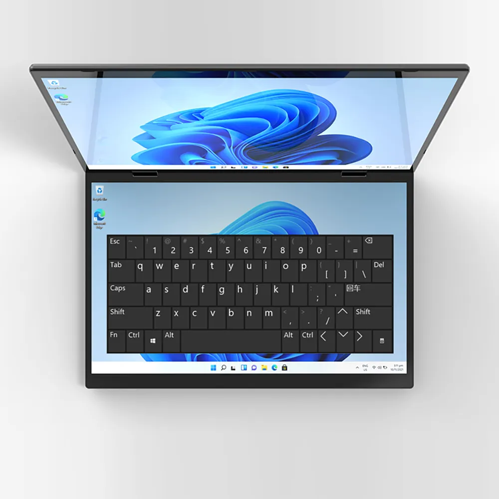 Crelander 2in 1 Laptop Gloednieuwe 14 Inch 10.5 Inch 2K Touchscreen Notebook Intel N95 Dual Screen Laptop Tablet Pc Computer