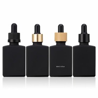 En stock Flacon compte-gouttes en verre rectangulaire noir mat de 1oz 30 ml vide carré de 30 ml flacon compte-gouttes en verre de parfum d'huile essentielle
