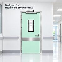 Portes pour hôpital, porte médicale à battant simple, porte hermétique en acier pour salle d'hôpital avec longue fenêtre d'observation