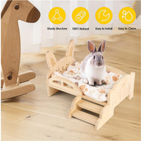 Abri en bois pour cochon d'Inde avec escalier, petite maison pour animaux de compagnie pour hamster, lapin, chinchilla, abri intérieur moderne, confortable et chaud, décoration de cage