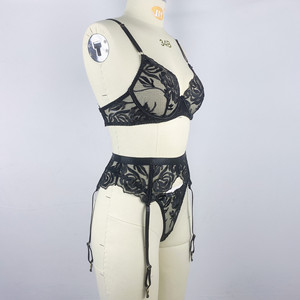 Çiçek seksi iç çamaşırı iç çamaşırı şeffaf lüks nakış samimi kitleri Sissy Sheer kıyafet seksi sutyen ve külot setleri - Product Image 4