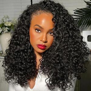 Perruque mi-longue WXJ en cheveux humains Remy bouclés, sans colle, clips invisibles, facile à porter, ligne de cheveux invisible, convient aux débutants, 20 pouces - Product Image 5