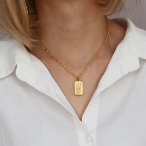 Collana con ciondolo tarocchi in stile 3D in acciaio inossidabile impermeabile Non appannato gioielli collana con mazzo di carte dei tarocchi quadrati in oro - Product Image 5