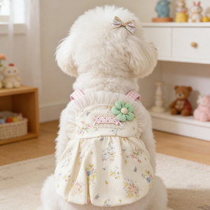 Hi Kitty Country Puff Pumpkin Dress, Summer Thin Breathable Cute <b>Clothes</b> for <b>Cats</b> and Dogs, Small Teddy Bear/Bichon Frise - Product Image 3
