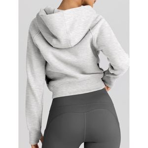 Womens <b>Zip</b> <b>Up</b> Hoodie <b>Cropped</b> Fleece Sweatshirt Short Length Casual Top For Fall Winter Outfits Y2k Style - Product Image 5